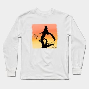 Crow Silhouette Sunset Long Sleeve T-Shirt